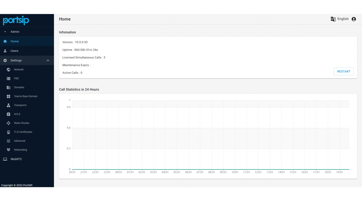 PortSIP SBC Web Management Portal